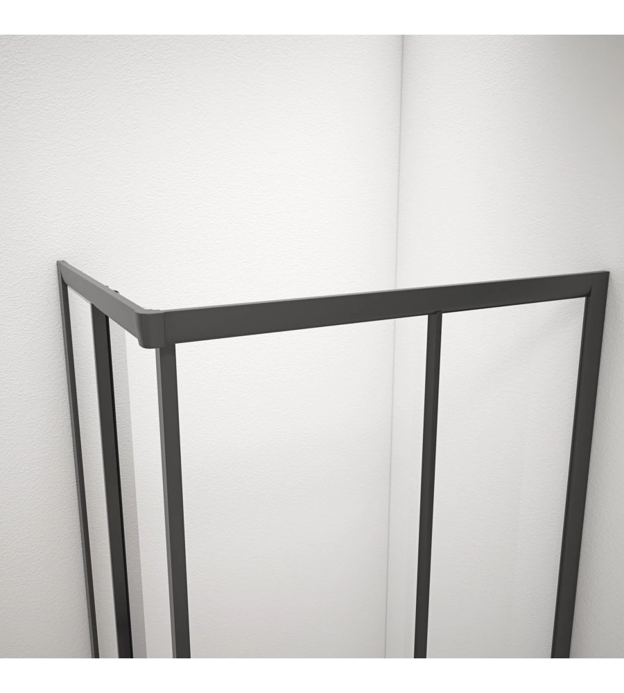 BOX DOCCIA ANGOLARE NERO CON VETRO TRASPARENTE 70X90X185 CM